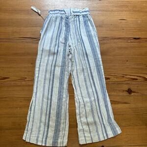 NWT Indigo Rein white blue striped linen blend wide leg pants SIZE XS